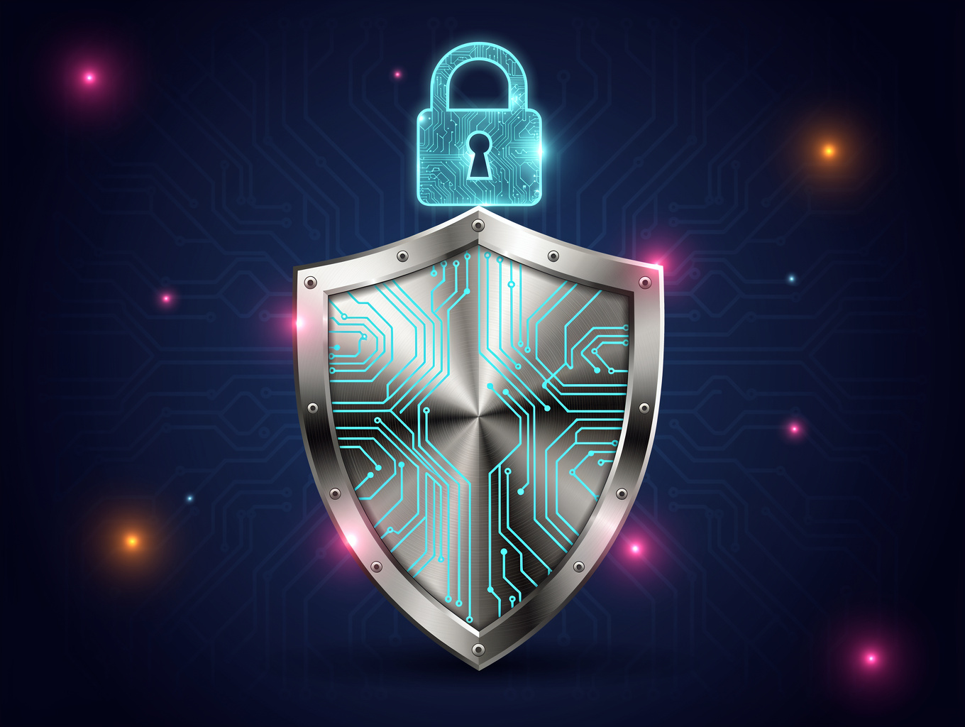 Cybersecurity network security shield
